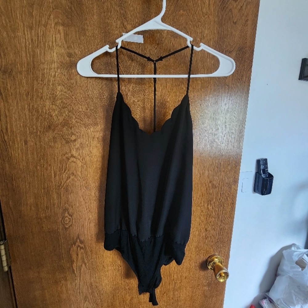 Black Spaghetti Strap Bodysuit